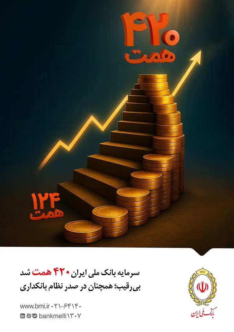 سرمایه بانک ملی ایران ۴۲۰ همت شد / بیرقیب؛ همچنان در صدر نظام بانکداری