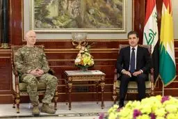 دیدار فرمانده ائتلاف آمریکایی با رئیس اقلیم کردستان عراق